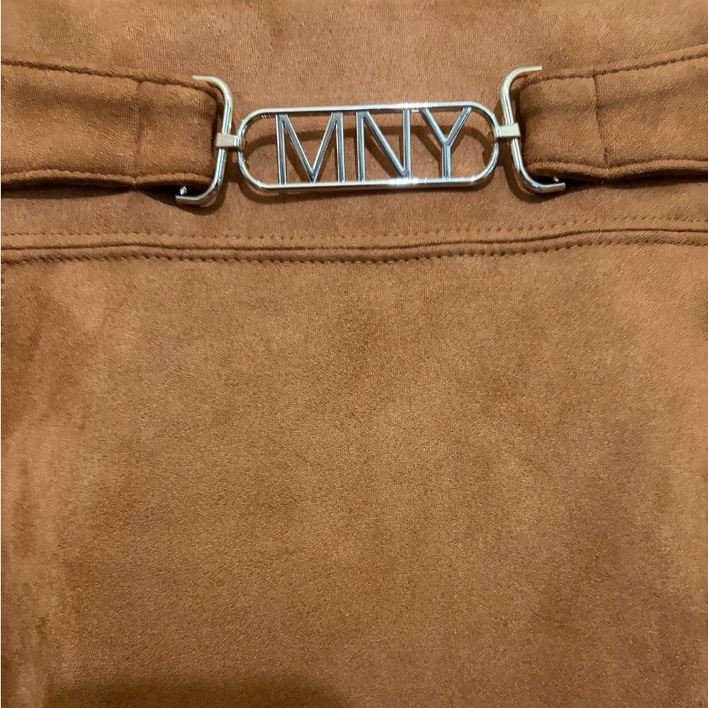 MNY Cognac Suede Skirt Minimalist Equestrian Western Old Money - Picture 5 of 13